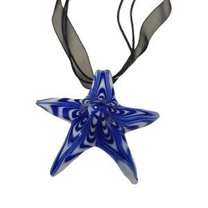 Vintage Hand Blown Starfish Art Glass Lampwork Pendant